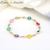 12PCS Evil Eye Enamel Bead Bracelet Men Women 7 Colors Chain Jewelry