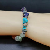 12PCS Gravel Stone Beads Bracelet - Rose Quartz Green Aventurine Amethyst