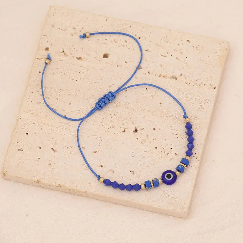 12PCS Hand Woven Devil's Eye Bracelet Crystal Hand Crystal Prayer Bracelet