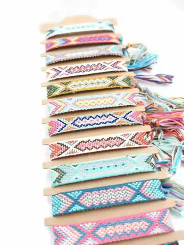 12PCS Multicolor Embroidery Thread Friendship Bracelet Bohemian Beach Jewelry