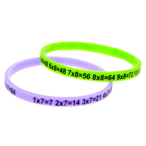 12PCS Multiplication Tables Silicone Bracelet, Logo Printed