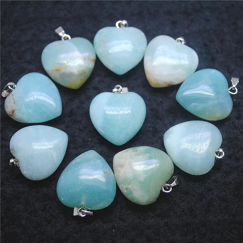 12PCS Natural Amazonite Stone Pendants 20MM for Women Bracelet Making