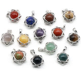 12PCS Crystal Stone Hexagram Pendant 10mm Amethyst Aventurine Rose Quartz Charms