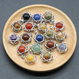 12PCS Crystal Stone Hexagram Pendant 10mm Amethyst Aventurine Rose Quartz Charms
