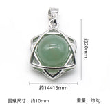 12PCS Crystal Stone Hexagram Pendant 10mm Amethyst Aventurine Rose Quartz Charms