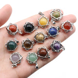12PCS Crystal Stone Hexagram Pendant 10mm Amethyst Aventurine Rose Quartz Charms