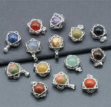 12PCS Crystal Stone Hexagram Pendant 10mm Amethyst Aventurine Rose Quartz Charms