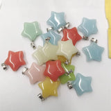 12PCS Natural Jade Stone Pendants 20MM Five Star Shape Mix Colors For Women