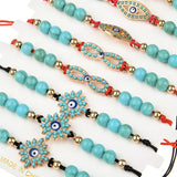 12PCS Natural Turquoise Beaded Bracelet Devil's Eye Knitted Bracelet