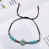 12PCS Natural Turquoise Beaded Bracelet Devil's Eye Knitted Bracelet