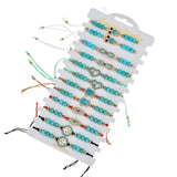 12PCS Natural Turquoise Beaded Bracelet Devil's Eye Knitted Bracelet