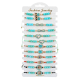 12PCS Natural Turquoise Beaded Bracelet Devil's Eye Knitted Bracelet