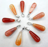 12PCS Natural Stone Water Drop Pendant Agates Charms for Jewelry Making