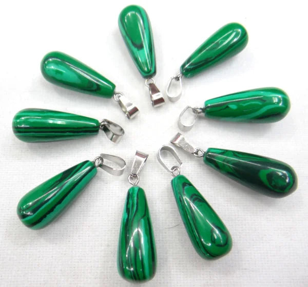 12PCS Natural Stone Water Drop Pendant Agates Charms for Jewelry Making