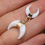 12PCS Natural Stone Crescent Pendant for DIY Jewelry Making