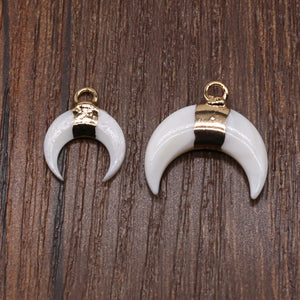 12PCS Natural Stone Crescent Pendant for DIY Jewelry Making