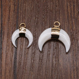 12PCS Natural Stone Crescent Pendant for DIY Jewelry Making