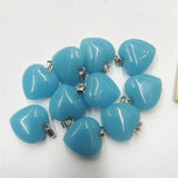 12PCS Jade Stone Pendants 20MM Heart Shape DIY Necklace Bracelets Beads
