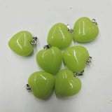 12PCS Jade Stone Heart Shape Pendants 20MM for DIY Necklace or Bracelet