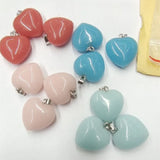 12PCS Jade Stone Pendants 20MM Heart Shape DIY Necklace Bracelets Beads