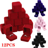 12PCS Velvet Ring Box Storage Organizer Gift Packaging Box
