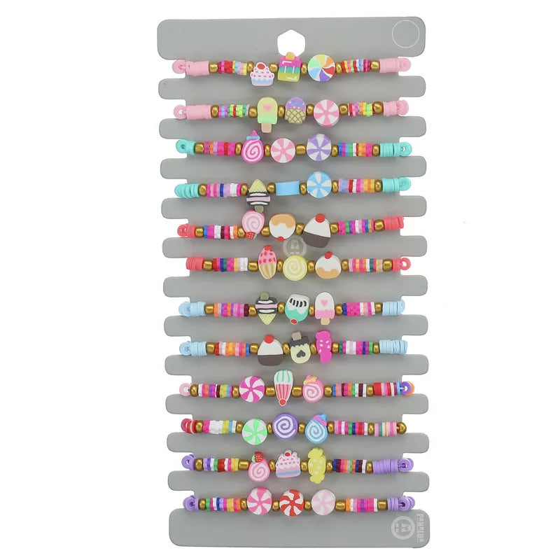 Boho Shell Rainbow Heart Ice Cream Charms Braid Bracelets