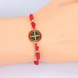 12PCS St. Benedict Woven Bracelet Religious Dripping Oil Alloy Accessories