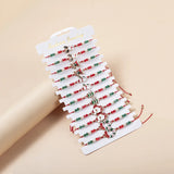 12PCS Christmas Charm Bracelet Set Santa Snowman Bells Elk Snowflake Rope