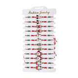 12PCS Christmas Charm Bracelet Set Santa Snowman Elk Snowflake Rope Adjustable