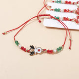 12PCS Christmas Charm Bracelet Set Santa Snowman Elk Snowflake Rope Adjustable