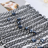 12PCS Fishline Tattoo Chokers Necklace Vintage Stretch Henna Gothic Punk Elastic
