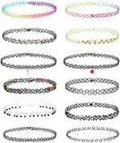 12PCS Fishline Tattoo Chokers Necklace Vintage Stretch Henna Gothic Punk Elastic