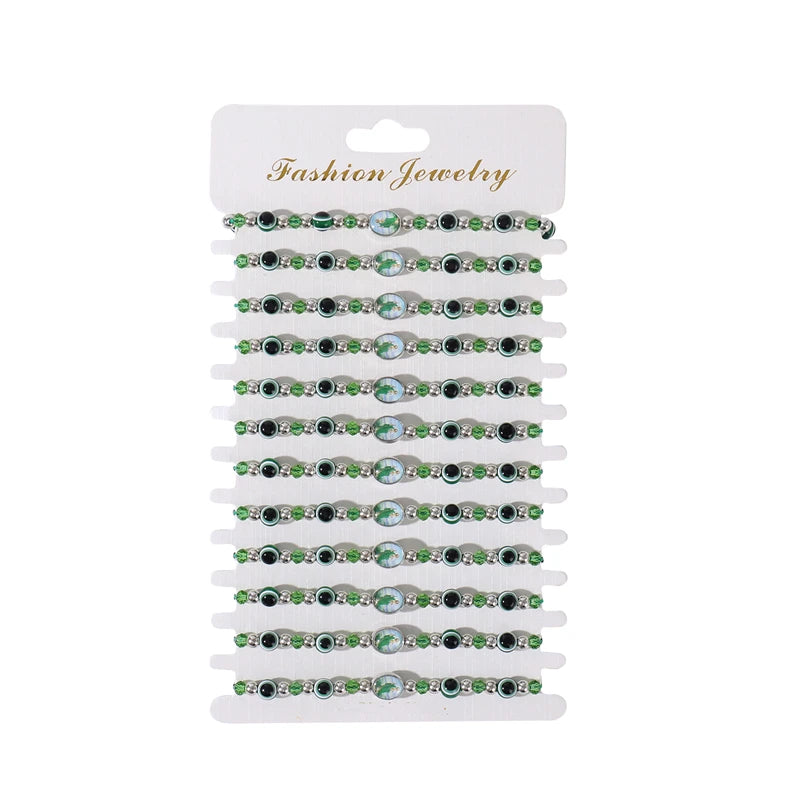 12PCS Saint Jude Virgin Mary Evil Eye String Bracelet Gift For Women Men