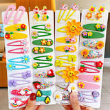 12PCS Girls Cartoon Flower Hairpins Colorful Kids Hair Clips Barrettes