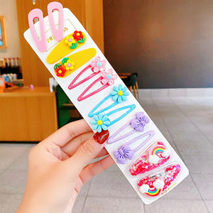 12PCS Girls Cartoon Flower Hairpins Colorful Kids Hair Clips Barrettes