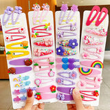 12PCS Girls Cartoon Flower Hairpins Colorful Kids Hair Clips Barrettes