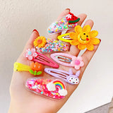 12PCS Girls Cartoon Flower Hairpins Colorful Kids Hair Clips Barrettes