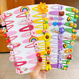 12PCS Girls Cartoon Flower Hairpins Colorful Kids Hair Clips Barrettes