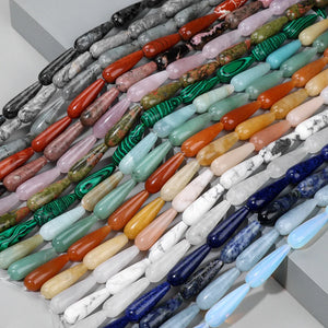 12PCS Natural Teardrop Stone Beads for Jewelry Making DIY Earring Bracelet