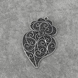 12PCS Tibetan Silver Large Hollow Filigree Flower Viana Heart Charms Pendants