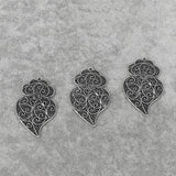 12PCS Tibetan Silver Large Hollow Filigree Flower Viana Heart Charms Pendants