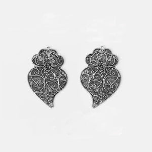 12PCS Tibetan Silver Large Hollow Filigree Flower Viana Heart Charms Pendants