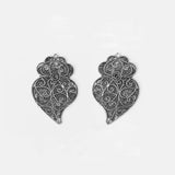 12PCS Tibetan Silver Large Hollow Filigree Flower Viana Heart Charms Pendants