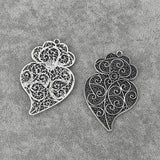 12PCS Tibetan Silver Large Hollow Filigree Flower Viana Heart Charms Pendants