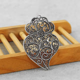 12PCS Tibetan Silver Large Hollow Filigree Flower Viana Heart Charms Pendants