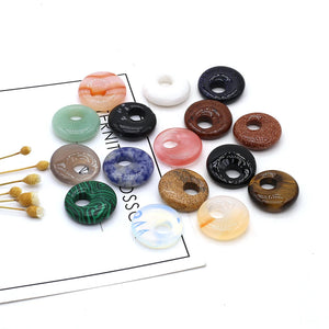 12PCS Natural GemStone Round Pendant For Jewelry Making DIY Bracelet