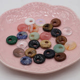 12PCS Natural GemStone Round Pendant For Jewelry Making DIY Bracelet