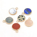 12PCS Natural Stone Round Pendant For Jewelry Making