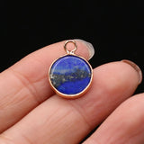 12PCS Natural Stone Round Pendant For Jewelry Making