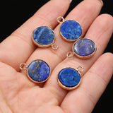 12PCS Natural Stone Round Pendant For Jewelry Making